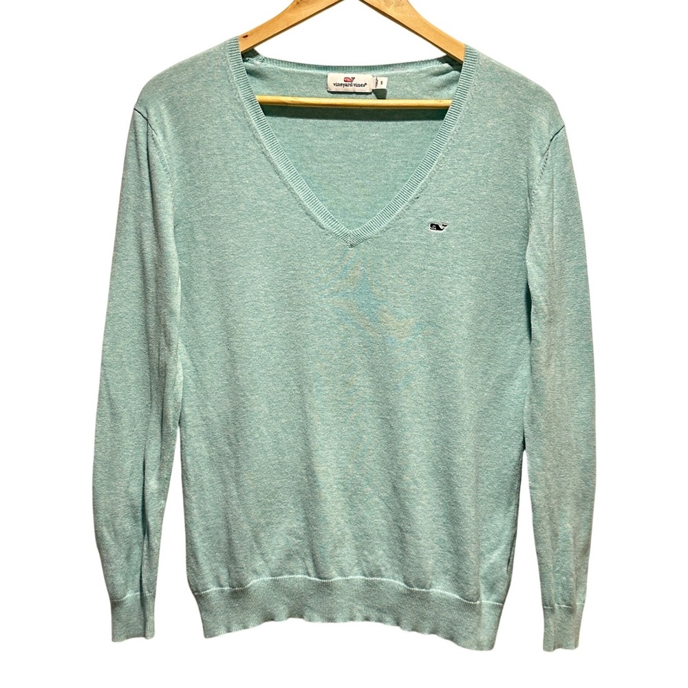 Vineyard Vines V-Neck Pullover Sweater Womens S Cotton Lightweight Preppy *Flaw